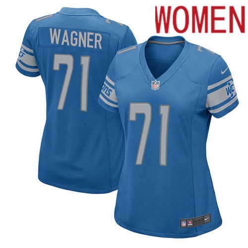 Women Detroit Lions #71 Ricky Wagner Nike Blue Player Game NFL Jersey->women nfl jersey->Women Jersey